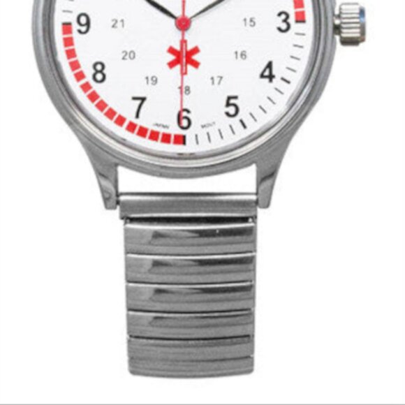 NEW! Dakota Unisex Silver Expansion Mid Size Face Watch Medical Nurse - Picture 2 of 2